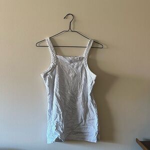 LOFT White Tank Top with Navy Polka Dots